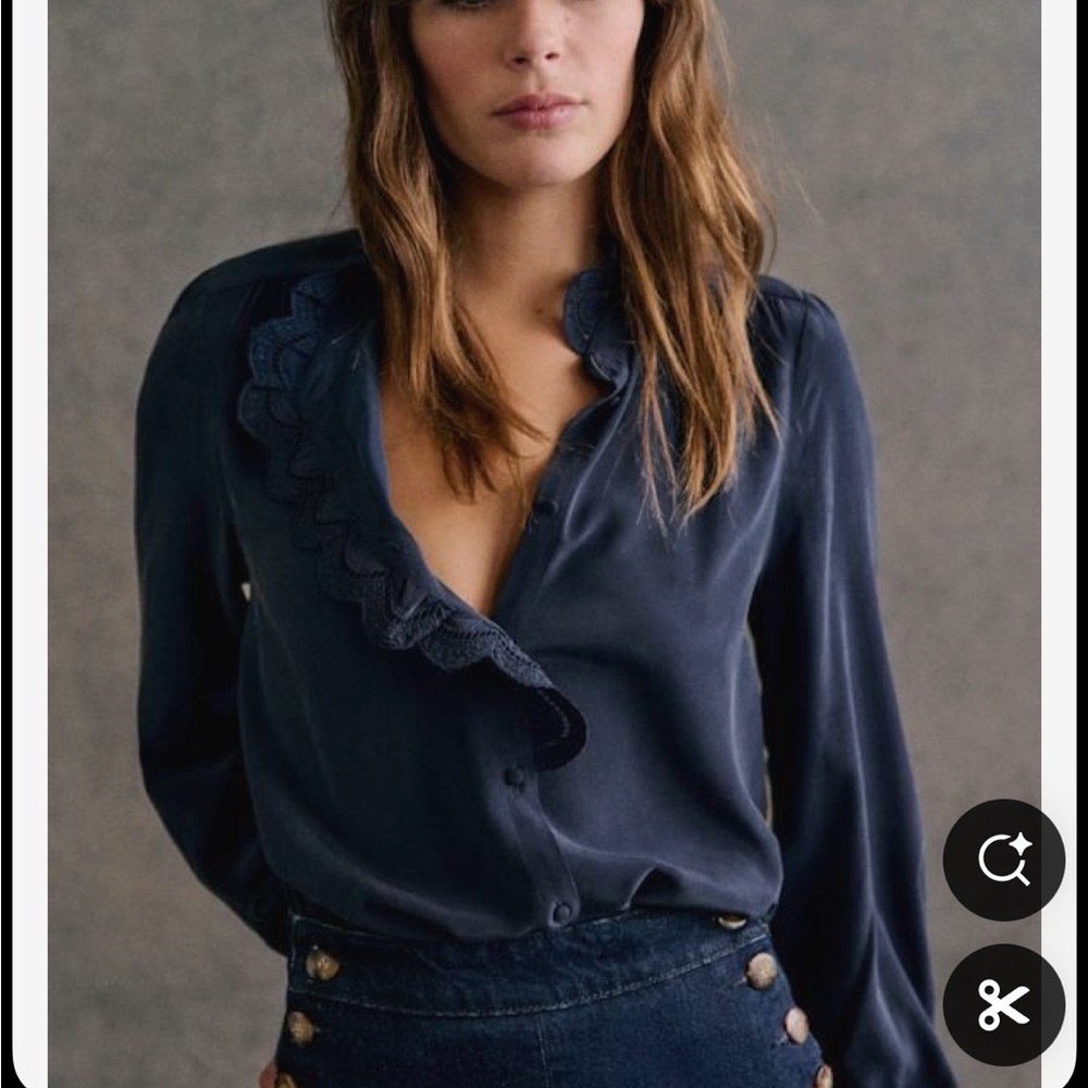 Sezane Chlo Silk Button Up Shirt